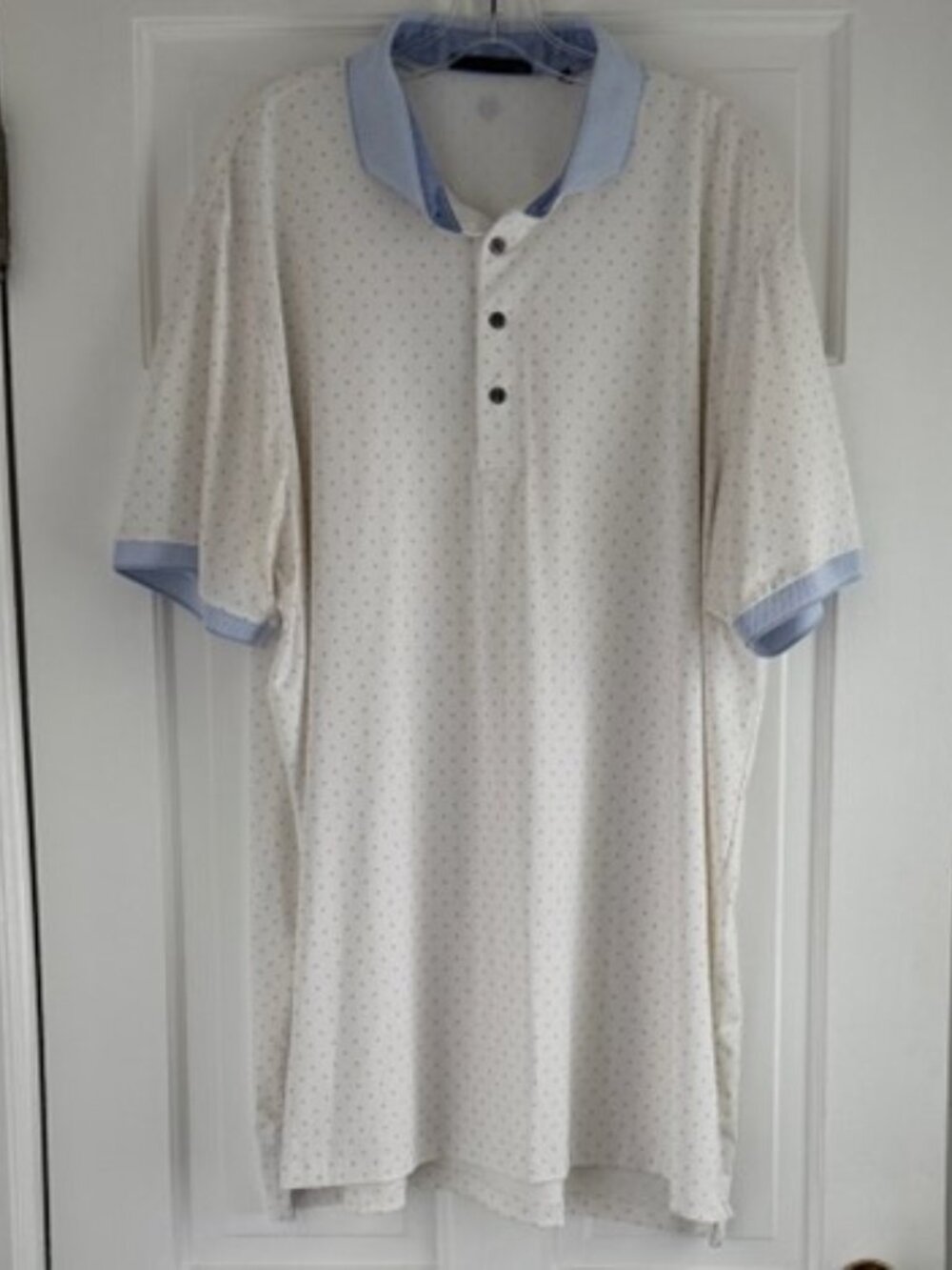 GREYSON White with Blue Wolf Polo Top - XXL